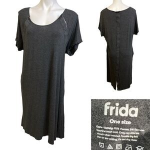 Frida nursing‎ gown one size L/XL gray knee length loungewear sleepwear